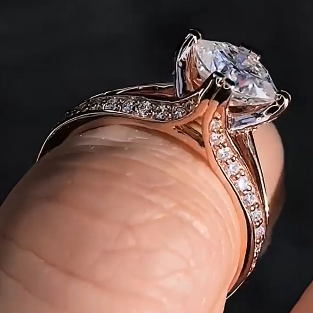 Custom Solid 10K Rose Gold Wom - Moissanite Engagement Ring 1 Carat 评论和价格