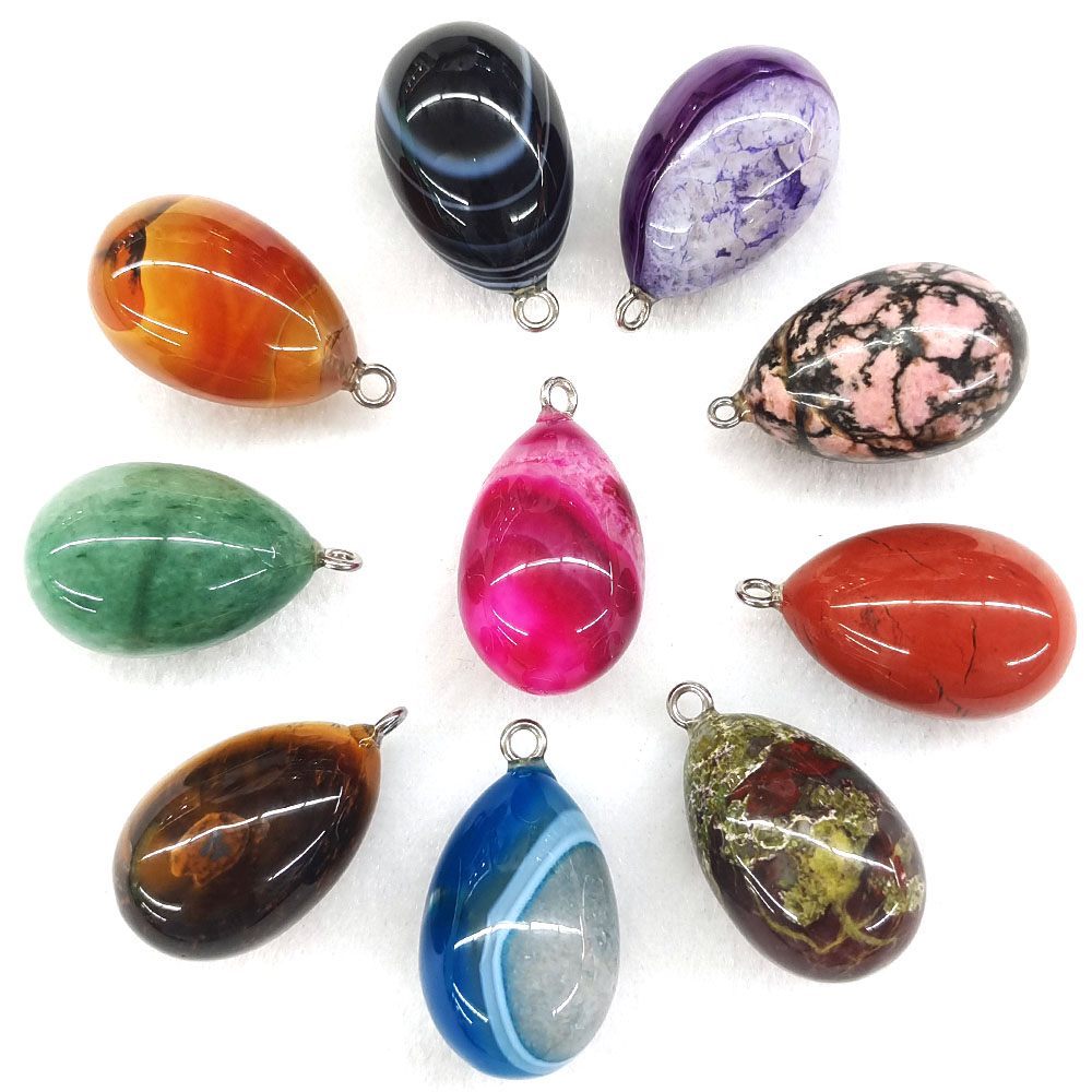 30x19mm Mini Egg Shape Pendant - Crystal Pendant Necklace Natural Stone 评论和价格