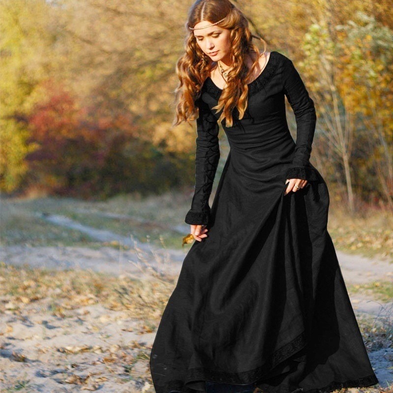 Women Medieval Long Dress V Ne - Necklaces 评论和价格