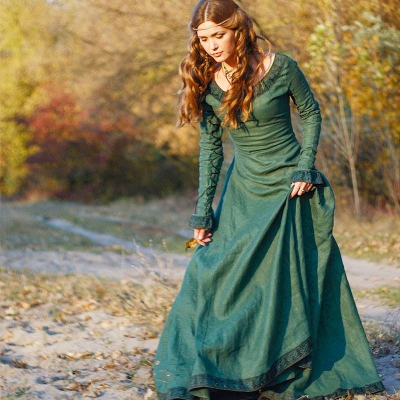 Women Medieval Long Dress V Ne - Necklaces 评论和价格
