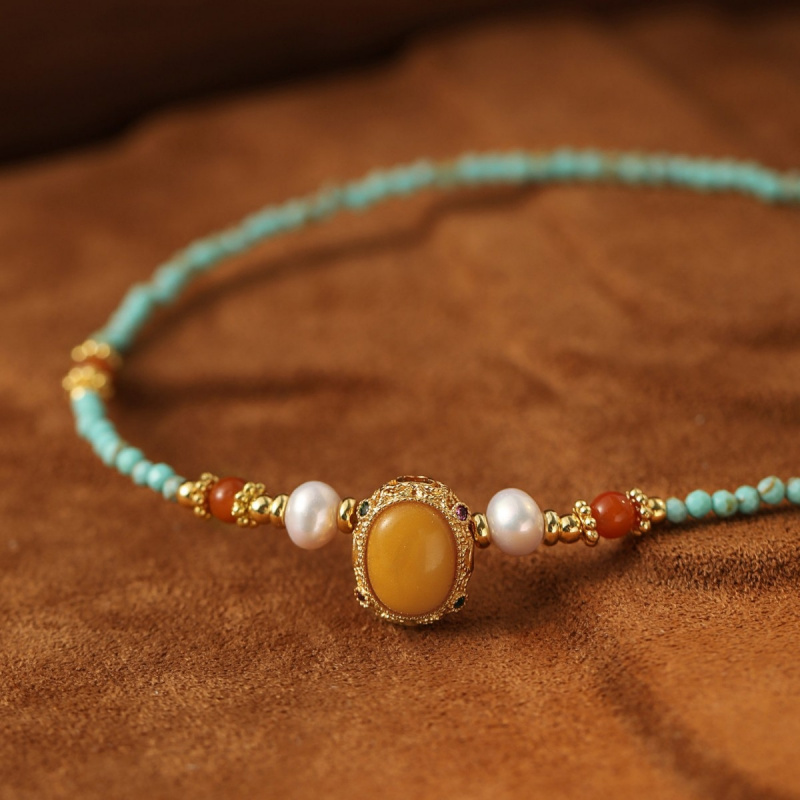New Arrival Vintage Blue Turqu - Pearl Choker Necklace Vintage 评论和价格