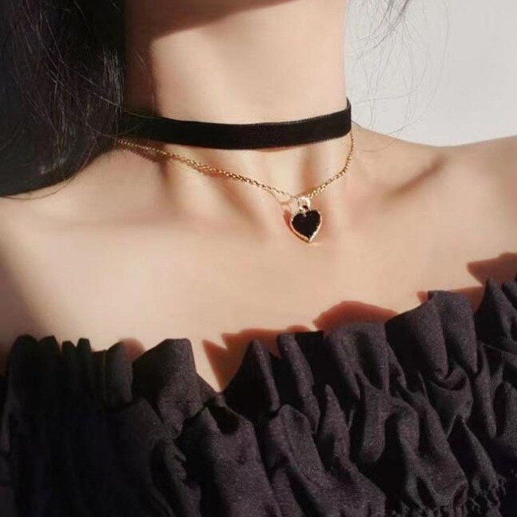 Romantic Double Layer Choker N - Layered Pendant Necklace Aesthetic 评论和价格